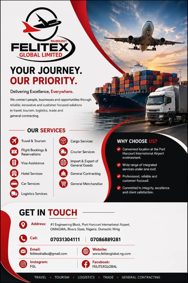 Your Journey. Our Priority. — Felitex Global Limited travel, logistics and contracting flyer